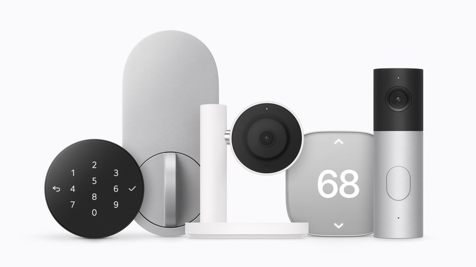 Acessórios da Apple Home Collection: fechadura, câmera, campainha e termostato