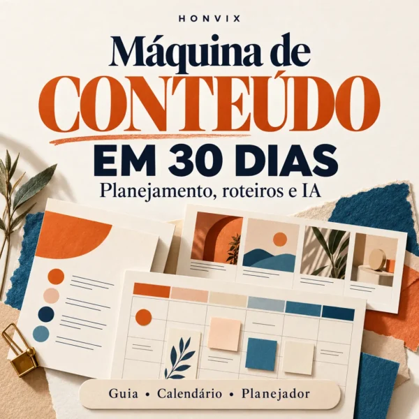 Capa do material Máquina de Conteúdo em 30 Dias, com planejamento e calendário