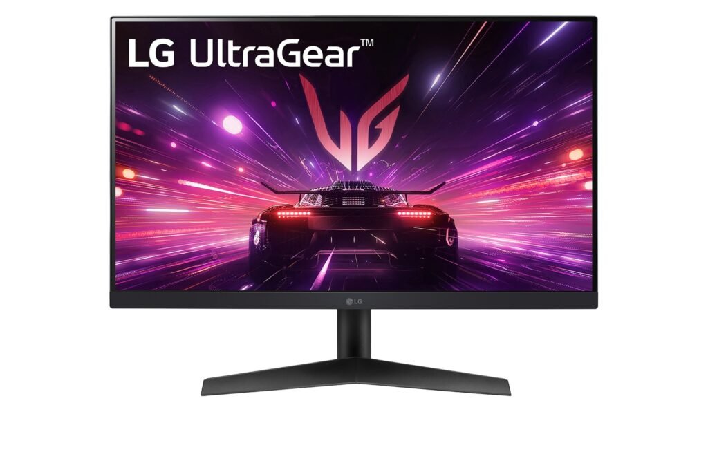 Monitor gamer LG UltraGear 24GS60F-B de 24 polegadas com suporte em V