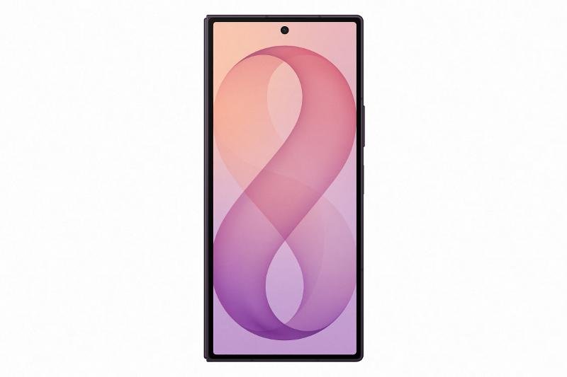 Samsung Galaxy Z Fold8 Ultra violeta aberto, com tela interna visível